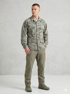 USAF ABU Digital Tiger Stripe Jacket Mens 40 Long Military Coat Gorpcore Utility